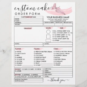 Bestellformular für Kuchen von Pink Bakery Flyer