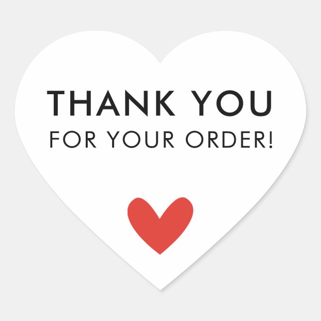 BESTELLPAKETE DANKEN SIE niedliches Herz Herz-Aufkleber (Vorderseite)