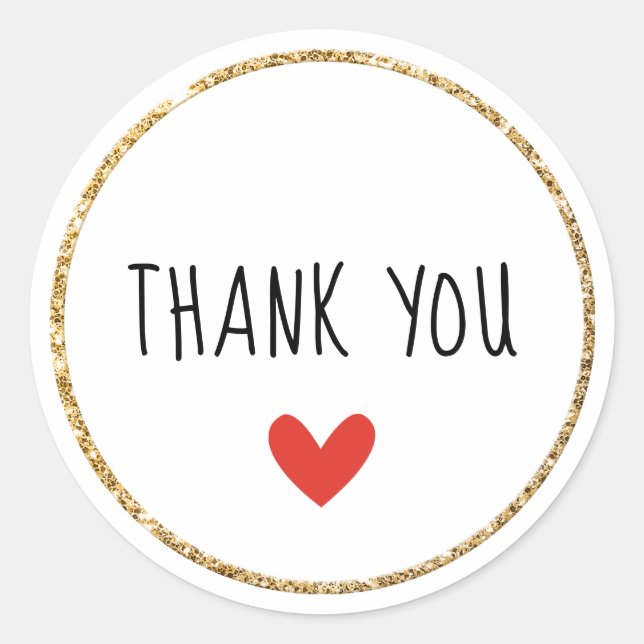 BESTELLUNG DANK lässiger, roter Herzform Runder Aufkleber (Vorderseite)