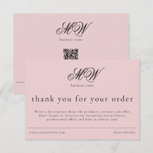 Bestellverpackung Einsatz Schrift Monogramm Pink Dankeskarte