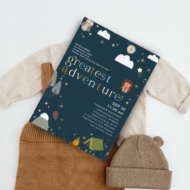 Bester Adventure Boy Navy Baby Shower Gold Folieneinladung (Von Creator hochgeladen)