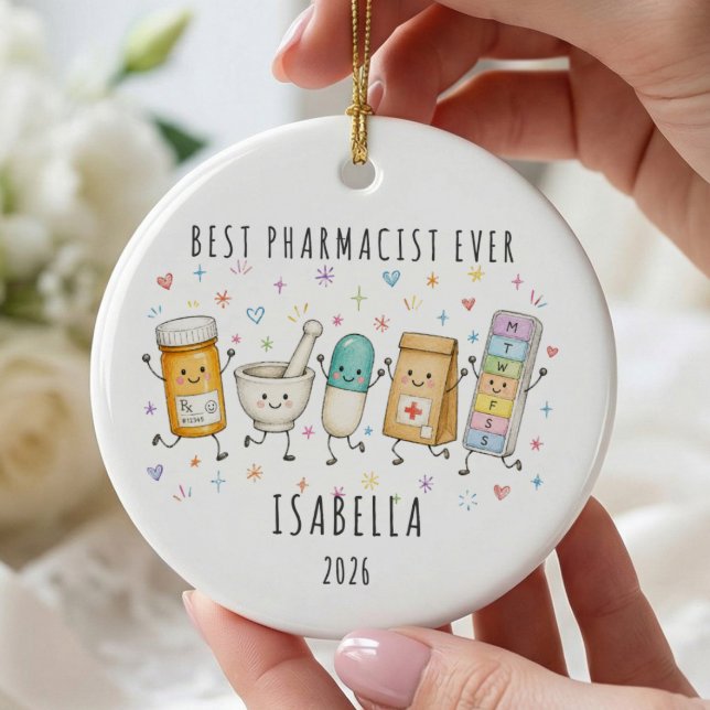Bester Apotheker Aller Zeiten Personalisierter Wei Keramik Ornament (Von Creator hochgeladen)
