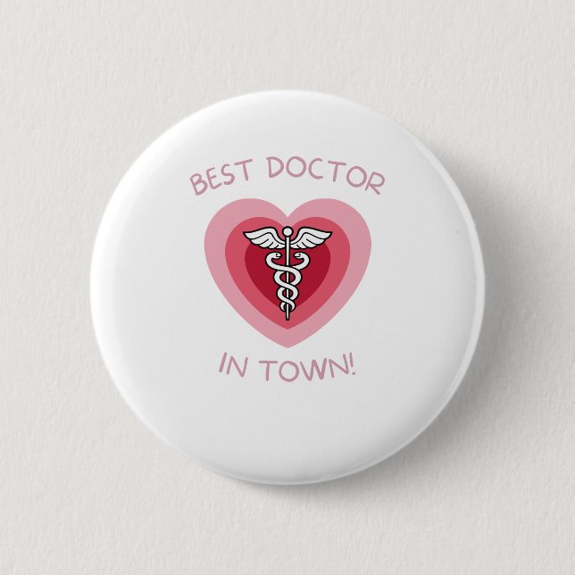 Bester Arzt Der Stadt Herz Medizinisches Design Button (Vorderseite)