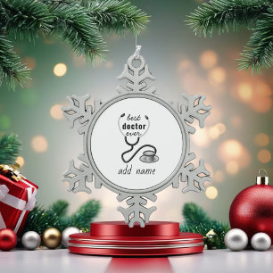 Bester Arzt überhaupt Würdigung Danke Doktor Schneeflocken Zinn-Ornament