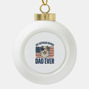 Bester Australian Shepherd Vater überhaupt Patriot Keramik Kugel-Ornament