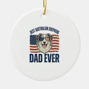 Bester Australian Shepherd Vater überhaupt Patriot Keramik Ornament