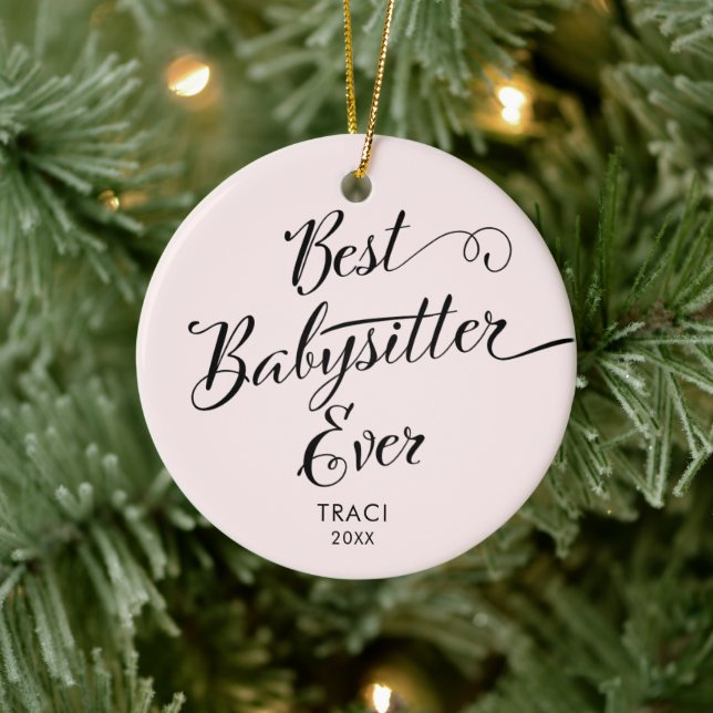 Bester Babysitter je moderne Kalligraphie Keramik Ornament (Baum)