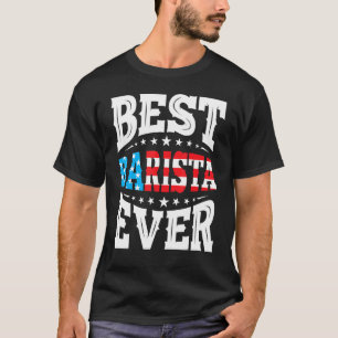 Bester Barista 4. Juli USA Amerikanische Flagge T-Shirt