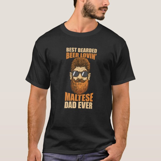 Bester bärtiger Bier liebender maltesischer Vater  T-Shirt (Vorderseite)