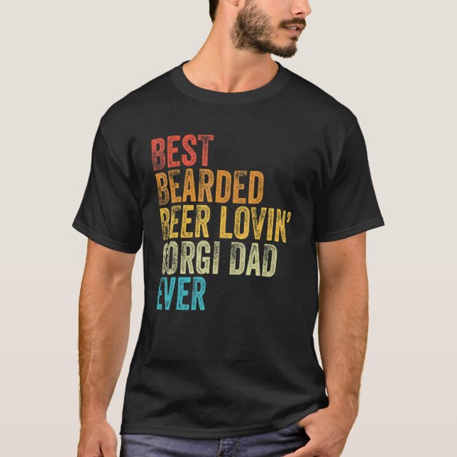 Bester bärtiger bierliebender Corgi-Vater-Haustier T-Shirt (Vorderseite)