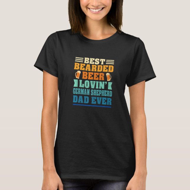 Bester bärtiger bierliebender Deutscher-Schaferhun T-Shirt (Vorderseite)