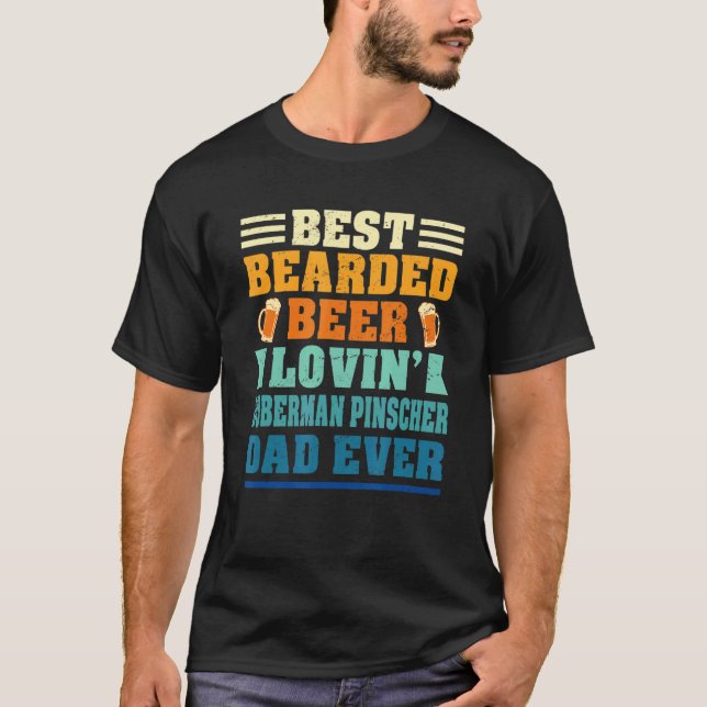 Bester bärtiger bierliebender Dobermann-Pinscher-V T-Shirt (Vorderseite)