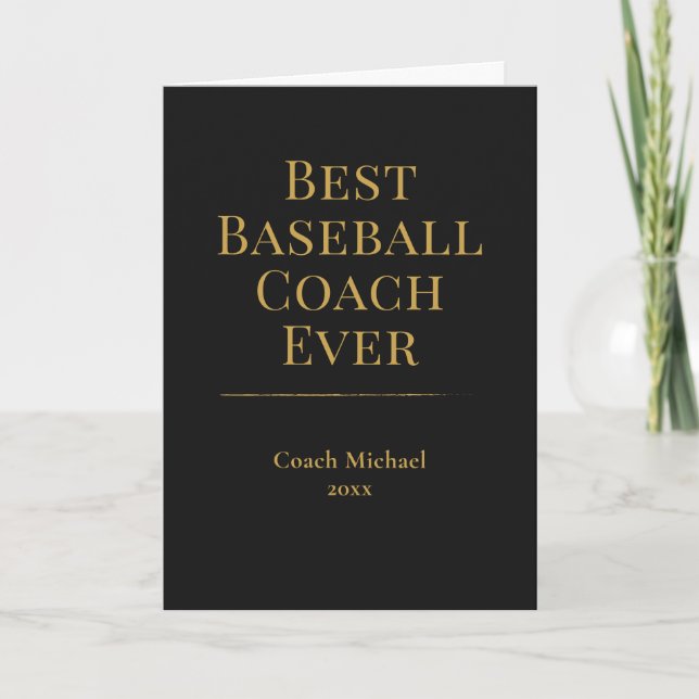Bester Baseball-Trainer überhaupt Elegant Schwarz  Dankeskarte (Vorderseite)