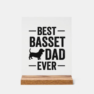 Bester Basset-Vater Aller Zeiten Vintage Gravur Hu Acrylschild