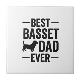 Bester Basset-Vater Aller Zeiten Vintage Gravur Hu Fliese