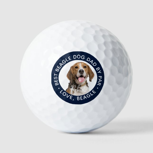 Bester Beagle Hund Vater nach Fertig Haustier Foto Golfball (Vorderseite)