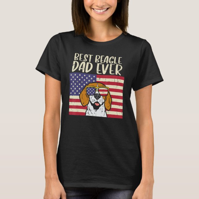 Bester Beagle Vater je Flag Patriotic Dog Lover Ow T-Shirt (Vorderseite)