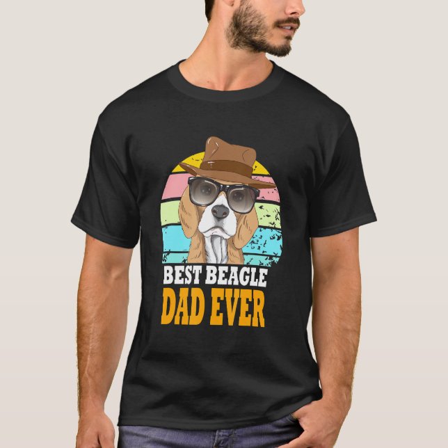 Bester Beagle Vater je Hunde Retro Welpe Sonnenbri T-Shirt (Vorderseite)
