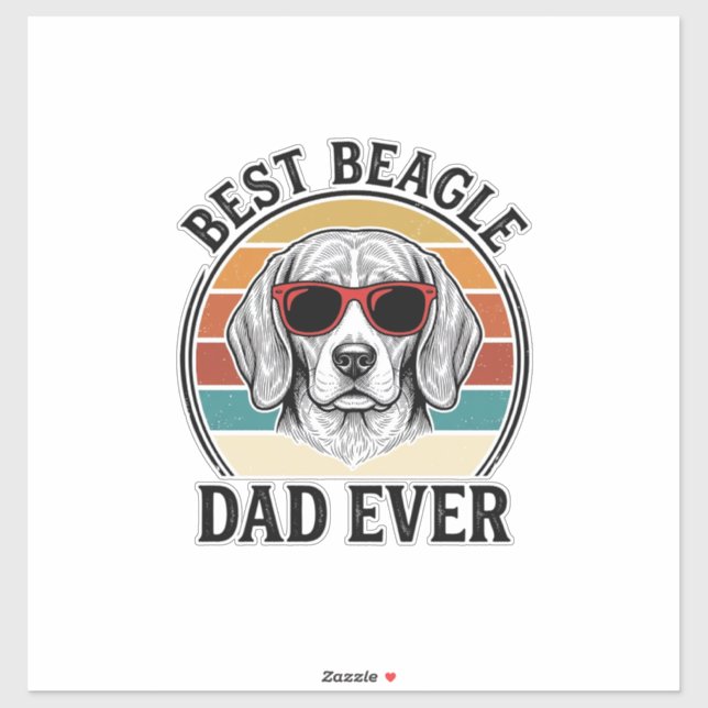 Bester Beagle-Vater überhaupt Vintage Beagle-Shirt Aufkleber (Blatt)