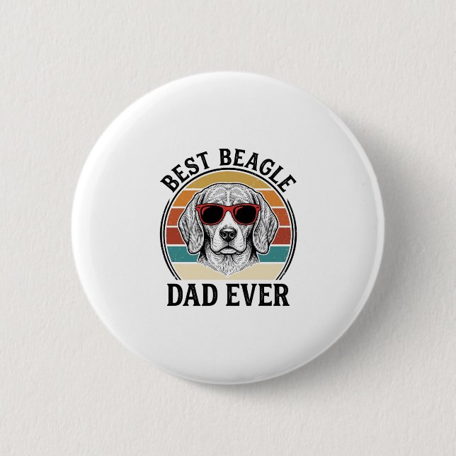Bester Beagle-Vater überhaupt Vintage Beagle-Shirt Button (Vorderseite)
