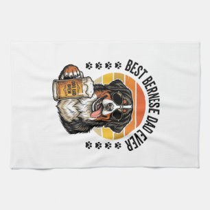 Bester Berner Vater Aller Zeiten Vintage-Hund-Bier Geschirrtuch