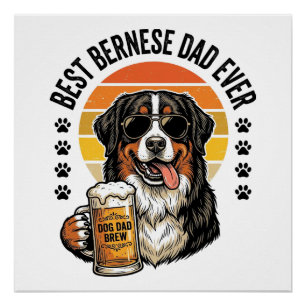Bester Berner Vater Aller Zeiten Vintage-Hund-Bier Poster