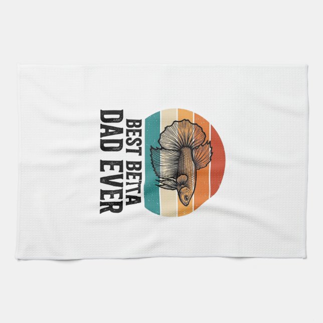 Bester Betta-Vater Aller Zeiten Vintage-Fischdesig Geschirrtuch (Horizontal)