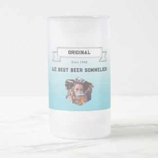Bester Bier-Sommelier Lean Blau Weiß Farbverlauf F Mattglas Bierglas