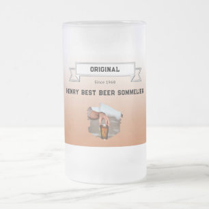 Bester Biersommelier Braun Weiß Farbverlauf & Foto Mattglas Bierglas