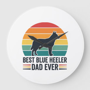 Bester Blue Heeler Vater Aller Zeiten Vintage Hund Große Wanduhr
