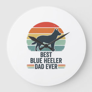 Bester Blue Heeler-Vater überhaupt Vintage-Hund-Sh Große Wanduhr