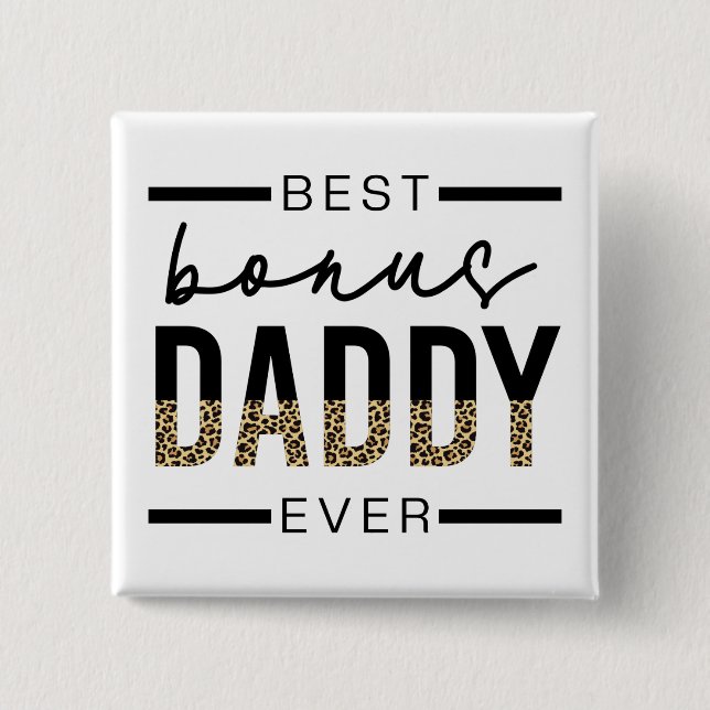 Bester Bonus Daddy je Leopard-Typografie Button (Vorderseite)