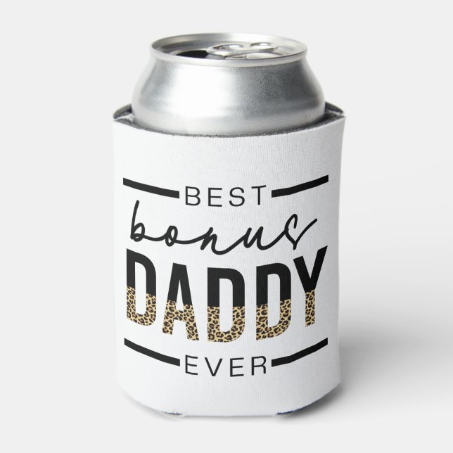 Bester Bonus Daddy je Leopard-Typografie Dosenkühler (Kanne Vorderseite)