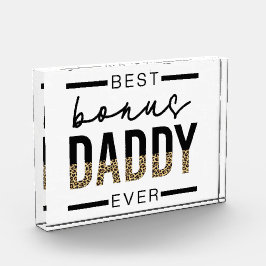 Bester Bonus Daddy je Leopard-Typografie Fotoblock