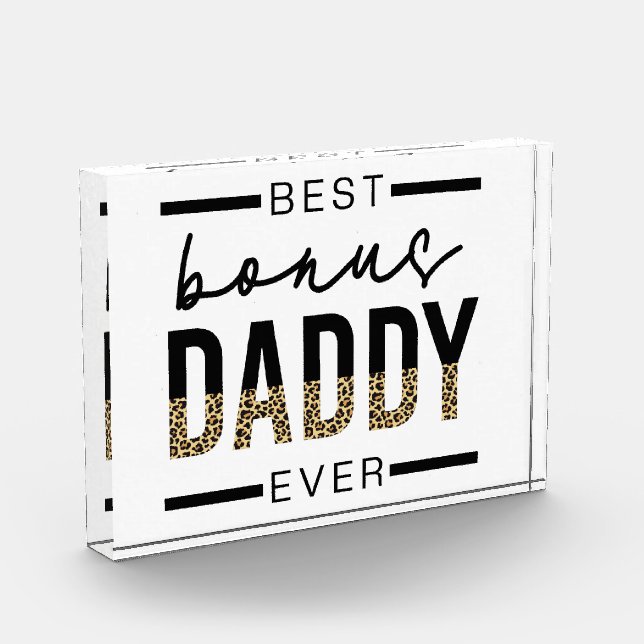 Bester Bonus Daddy je Leopard-Typografie Fotoblock (Links)