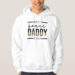 Bester Bonus Daddy je Leopard-Typografie Hoodie
