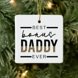 Bester Bonus Daddy je Leopard-Typografie Keramikornament