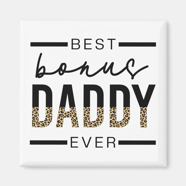 Bester Bonus Daddy je Leopard-Typografie Magnet (Vorne)