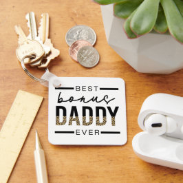 Bester Bonus Daddy je Leopard-Typografie Schlüsselanhänger