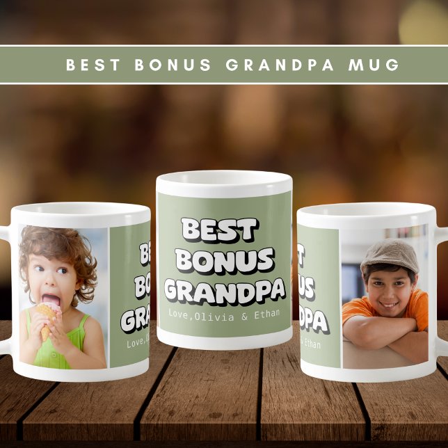 Bester Bonus Großkinder 2 Foto Grün Kaffeetasse (Von Creator hochgeladen)