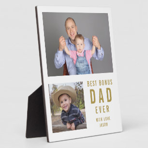 Bester Bonus-Papa Aller Zeiten 2 Fotocollage Weiß Fotoplatte