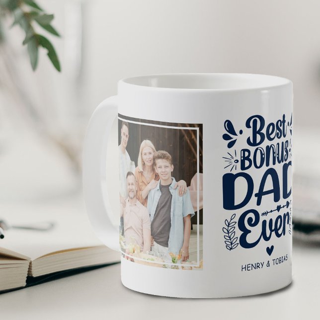 Bester Bonus-Vater je 2 Foto Keepake Kaffeetasse (Von Creator hochgeladen)