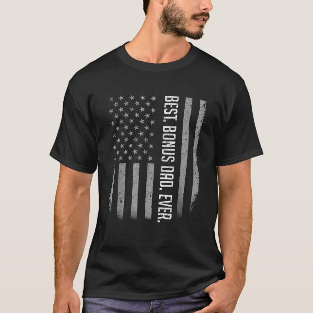 Bester Bonus Vater je amerikanisches Flag Geschenk T-Shirt (Vorderseite)