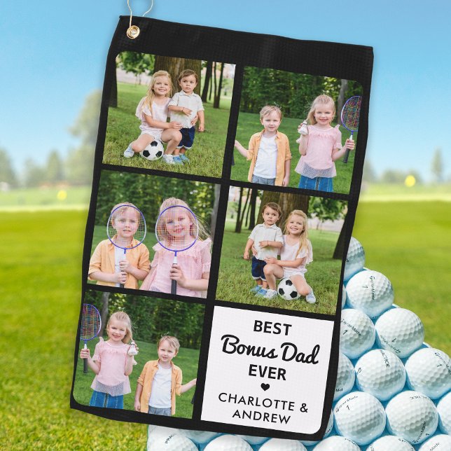 Bester BONUS-VATER je Golfer Custom 5 FotoCollage Golfhandtuch (Von Creator hochgeladen)