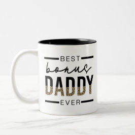 Bester Bonus-Vater je Leopard-Typografie Zweifarbige Tasse