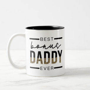 Bester Bonus-Vater je Leopard-Typografie Zweifarbige Tasse