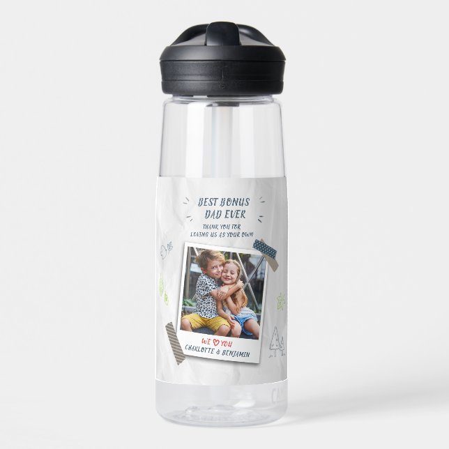 Bester Bonus Vater je Stepdad Kids Foto Custom Trinkflasche (Vorne)