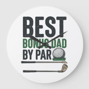 Bester Bonus-Vater von Par Golf-Shirt Design_1 Große Wanduhr