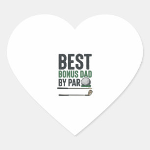 Bester Bonus-Vater von Par Golf-Shirt Design_1 Herz-Aufkleber