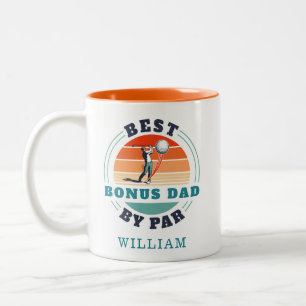 Bester Bonus Vater von Par Retro Stepdad Geburtsta Zweifarbige Tasse